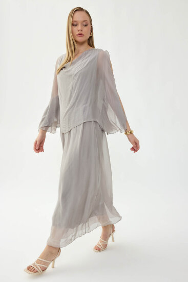 Astarlı Uzun İpek Elbise - 28