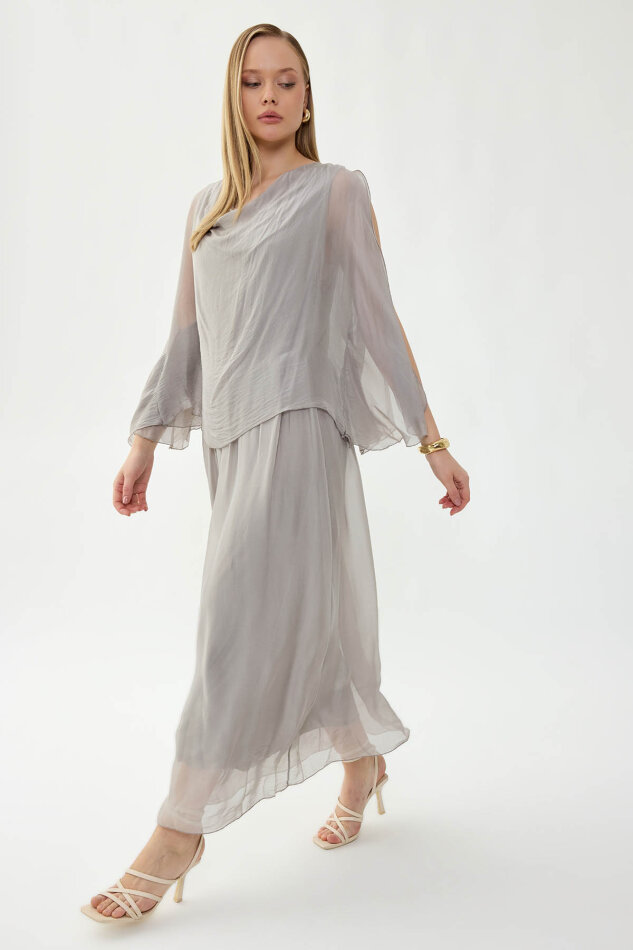 Astarlı Uzun İpek Elbise - 28