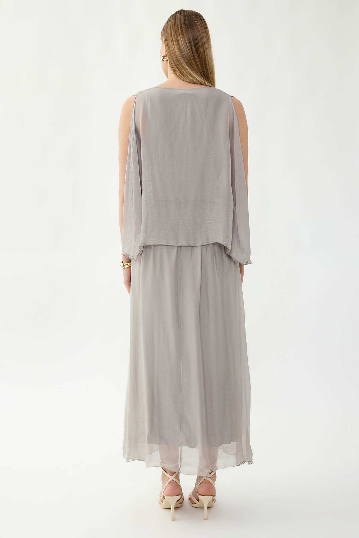 Astarlı Uzun İpek Elbise - Thumbnail