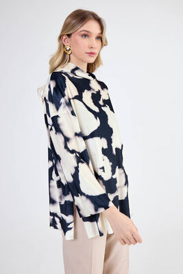 Balıkçı Yaka Batik Desen Bluz - Thumbnail (4)