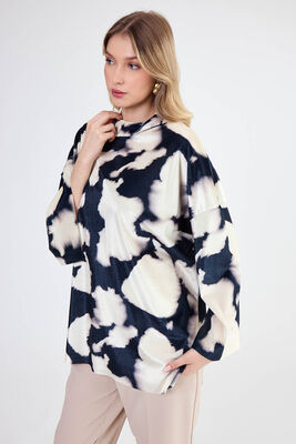 Balıkçı Yaka Batik Desen Bluz - Thumbnail (2)