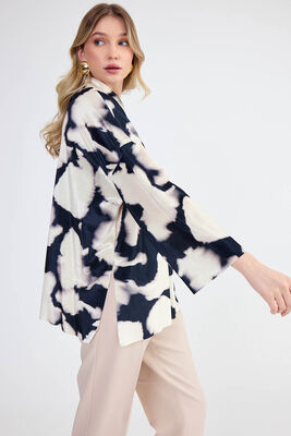 Balıkçı Yaka Batik Desen Bluz - Thumbnail (5)