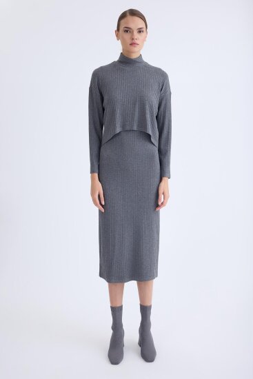 Balıkçı Yaka Uzun Elbise - 1