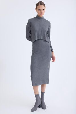 Balıkçı Yaka Uzun Elbise - Thumbnail (5)