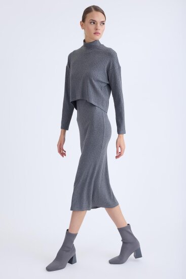 Balıkçı Yaka Uzun Elbise - 5