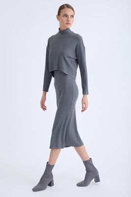 Balıkçı Yaka Uzun Elbise - Thumbnail (4)