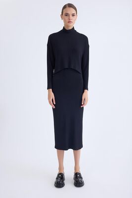 Balıkçı Yaka Uzun Elbise - Thumbnail (18)