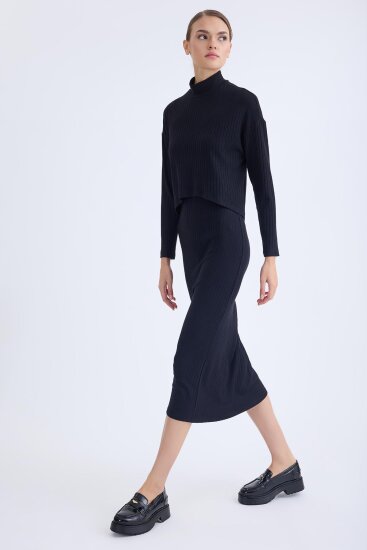 Balıkçı Yaka Uzun Elbise - 24