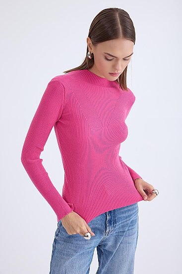Balıkçı Yaka Uzun Kol Triko Bluz - 34
