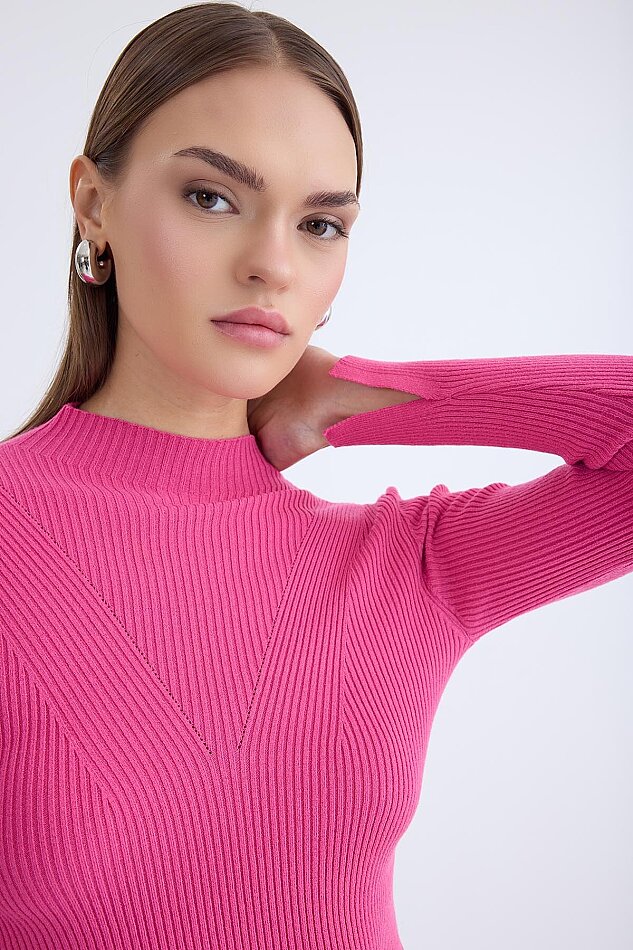 Balıkçı Yaka Uzun Kol Triko Bluz - 36