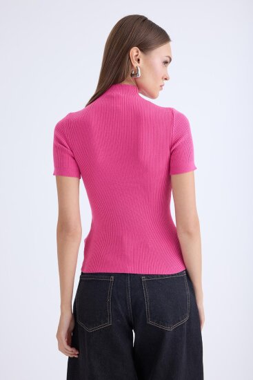 Balıkçı Yaka Yarım Kol Triko Bluz - 16