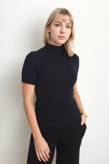 Balıkçı Yaka Yarım Kol Triko Bluz - 23