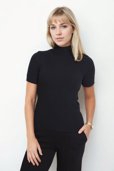 Balıkçı Yaka Yarım Kol Triko Bluz - 24