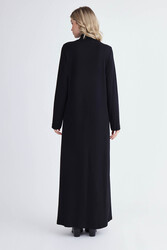 Balıkçı Yaka Yırtmaçlı Uzun Elbise - 5