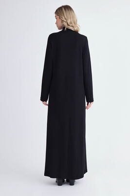 Balıkçı Yaka Yırtmaçlı Uzun Elbise - 5