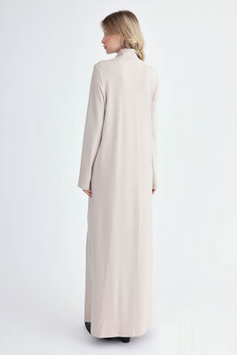 Balıkçı Yaka Yırtmaçlı Uzun Elbise - 12