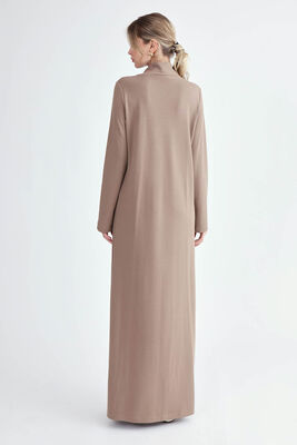 Balıkçı Yaka Yırtmaçlı Uzun Elbise - 17