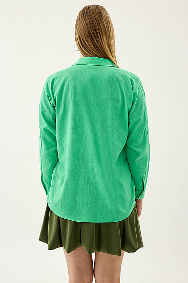Basic Oversize Önden Cepli Gömlek - 10