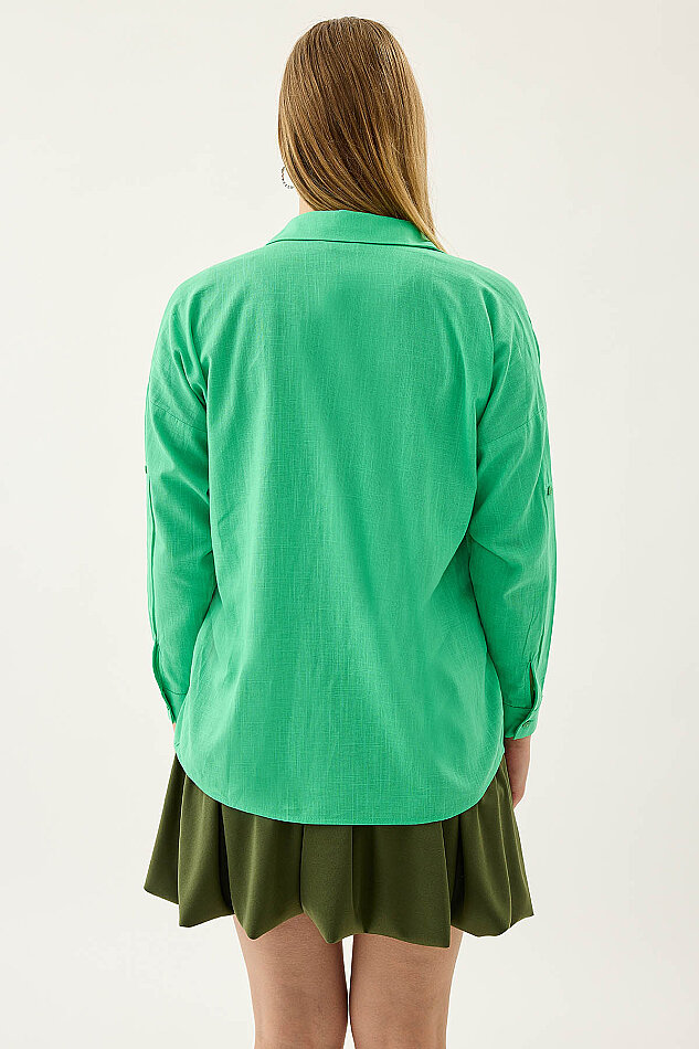 Basic Oversize Önden Cepli Gömlek - 10