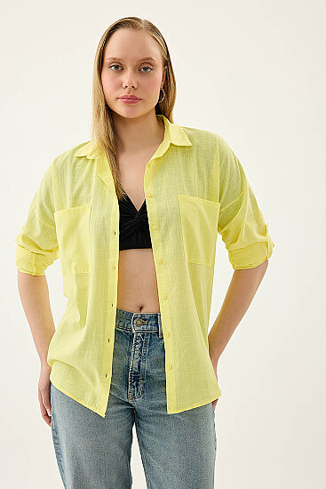 Basic Oversize Önden Cepli Gömlek - 15