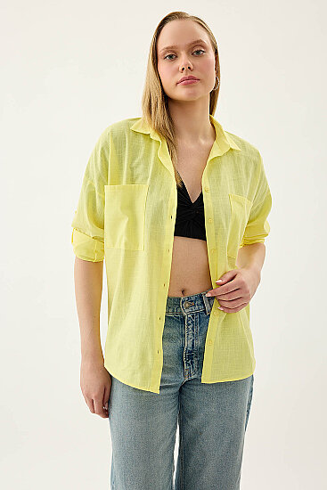 Basic Oversize Önden Cepli Gömlek - 16