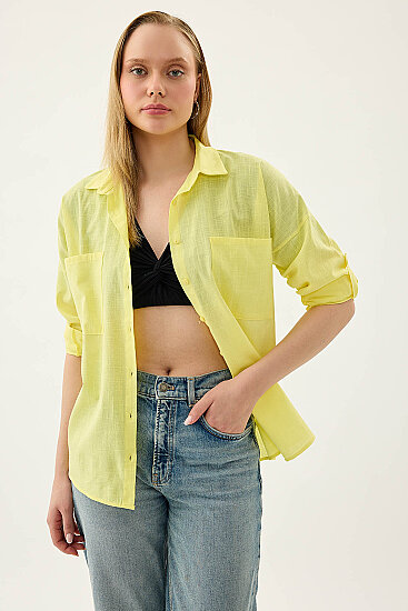 Basic Oversize Önden Cepli Gömlek - 18