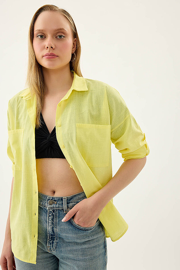 Basic Oversize Önden Cepli Gömlek - 19