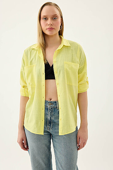 Basic Oversize Önden Cepli Gömlek - 14