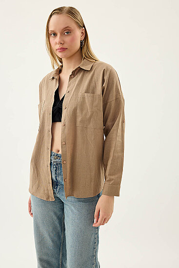 Basic Oversize Önden Cepli Gömlek - 22