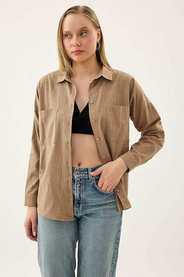 Basic Oversize Önden Cepli Gömlek - 21