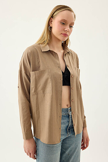 Basic Oversize Önden Cepli Gömlek - 24