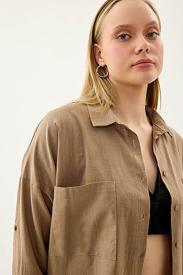 Basic Oversize Önden Cepli Gömlek - 25
