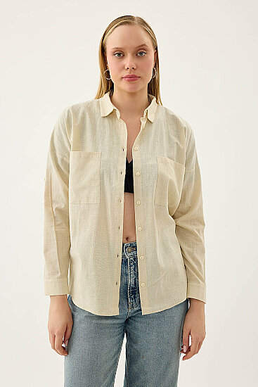 Basic Oversize Önden Cepli Gömlek - 27
