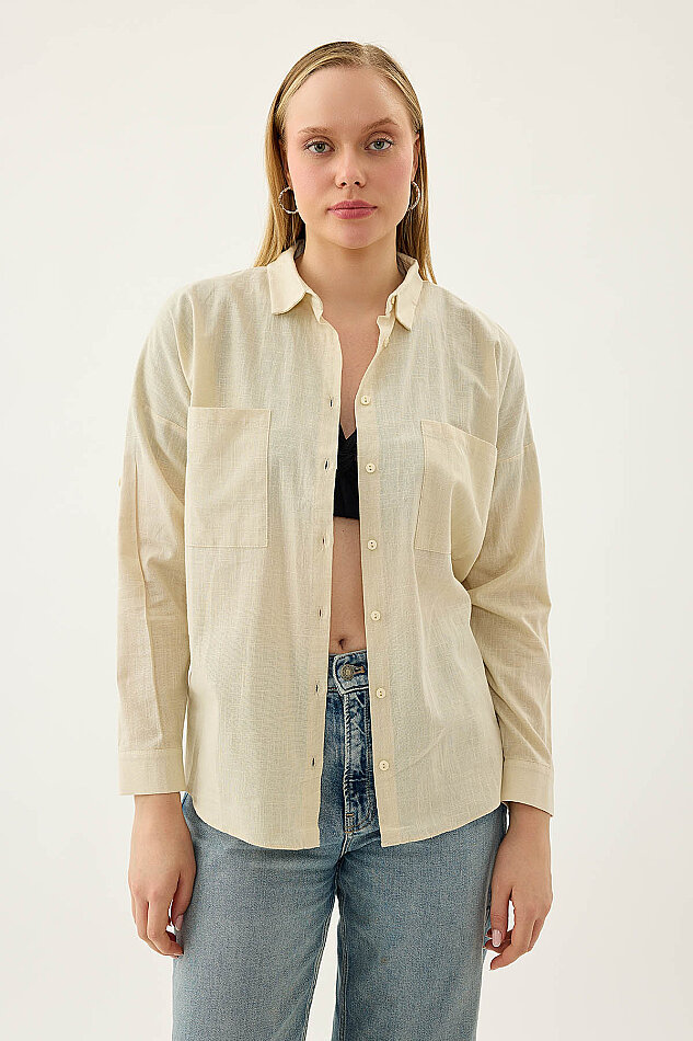 Basic Oversize Önden Cepli Gömlek - 27