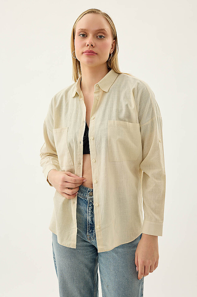 Basic Oversize Önden Cepli Gömlek - 28