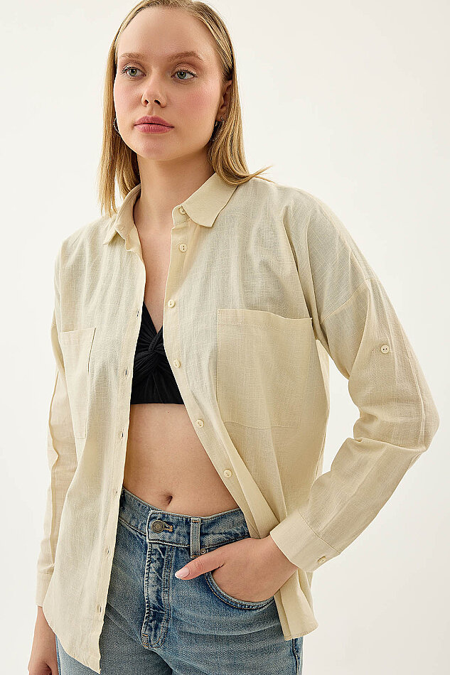 Basic Oversize Önden Cepli Gömlek - 30
