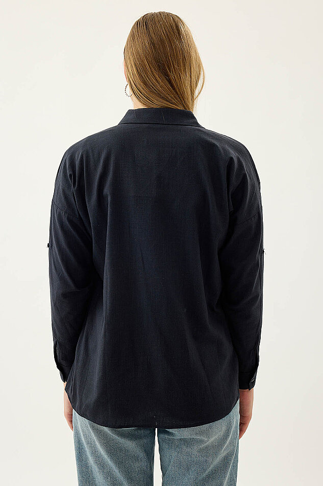 Basic Oversize Önden Cepli Gömlek - 35