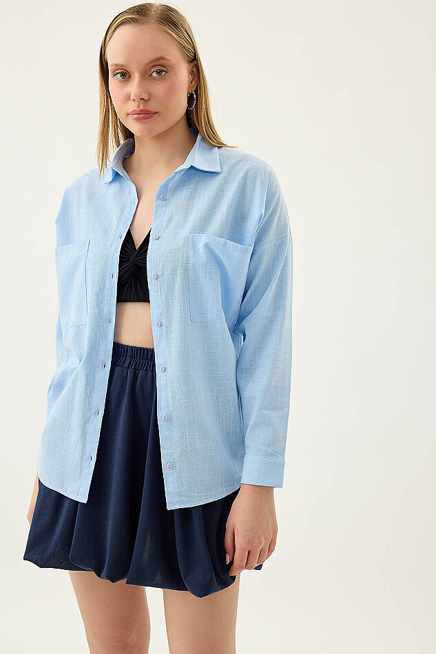 Basic Oversize Önden Cepli Gömlek - 37