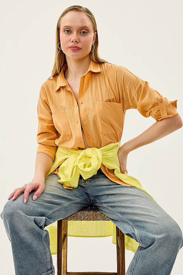 Basic Oversize Önden Cepli Gömlek - 45