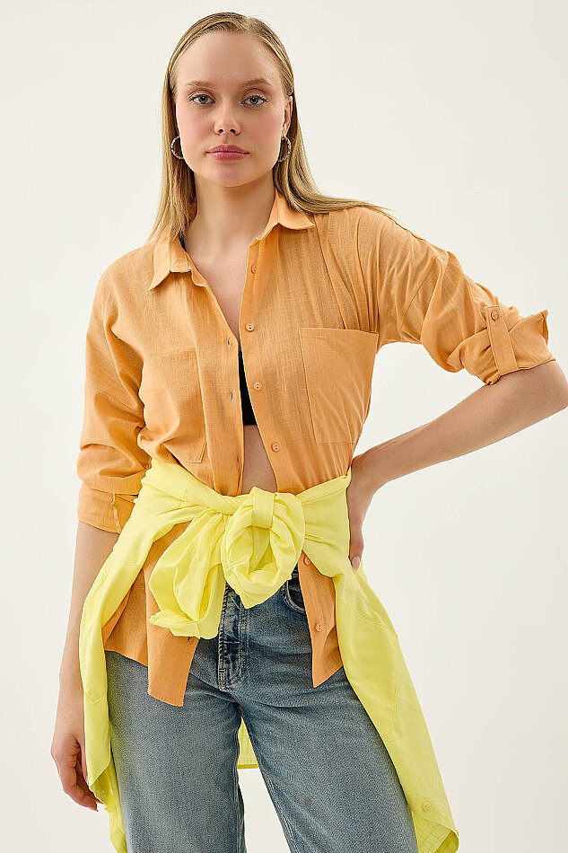 Basic Oversize Önden Cepli Gömlek - 46