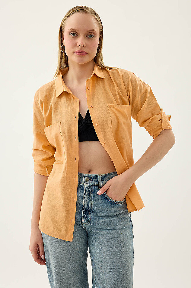 Basic Oversize Önden Cepli Gömlek - 44