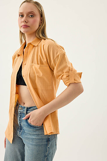 Basic Oversize Önden Cepli Gömlek - 48