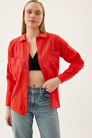 Basic Oversize Önden Cepli Gömlek - 53