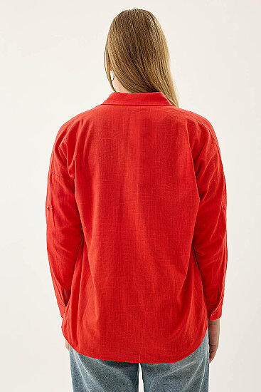 Basic Oversize Önden Cepli Gömlek - 55