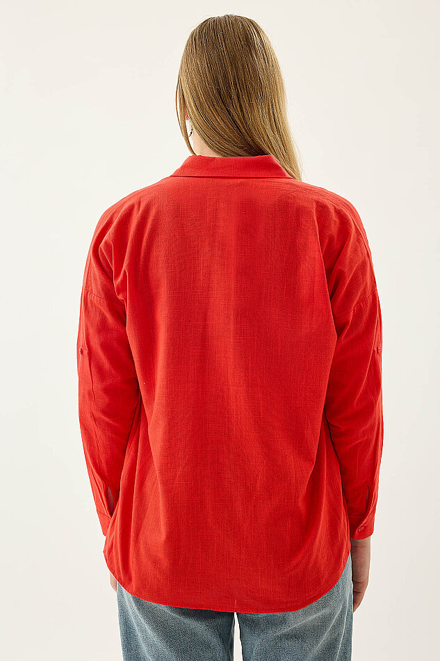 Basic Oversize Önden Cepli Gömlek - 55