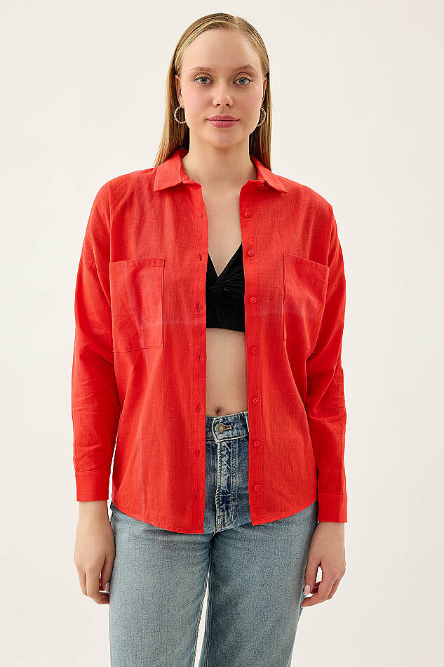 Basic Oversize Önden Cepli Gömlek - 51