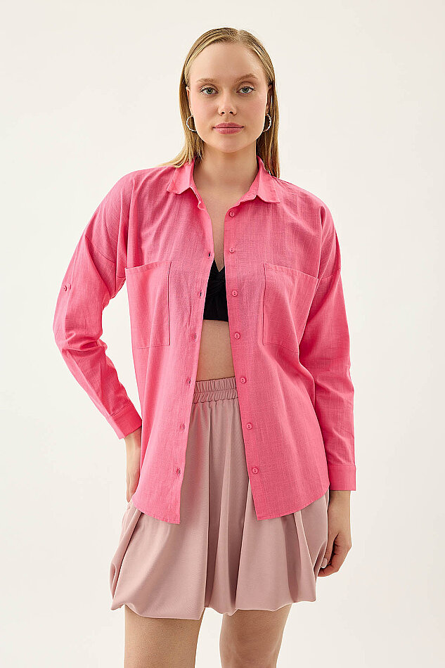 Basic Oversize Önden Cepli Gömlek - 56