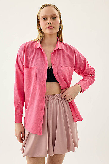 Basic Oversize Önden Cepli Gömlek - 57