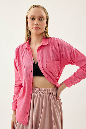 Basic Oversize Önden Cepli Gömlek - 58