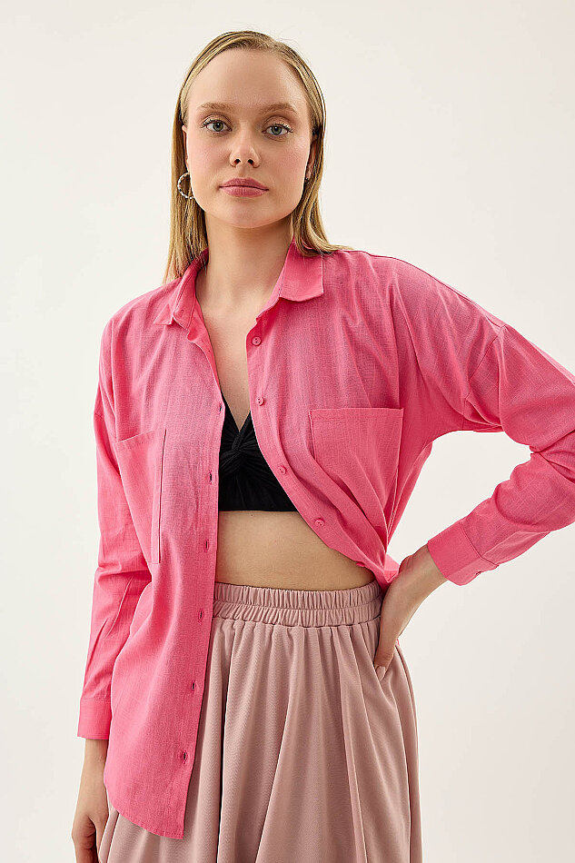 Basic Oversize Önden Cepli Gömlek - 58